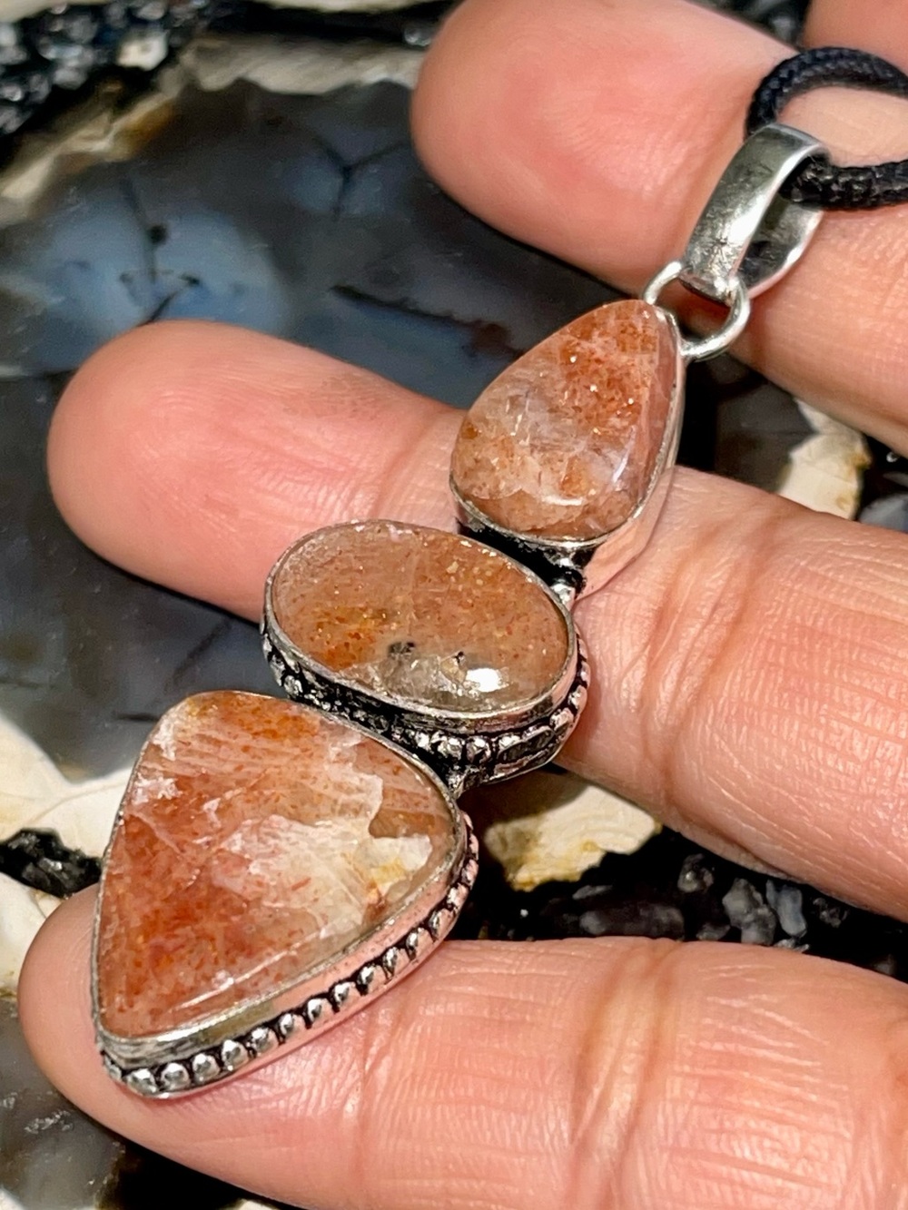 Petite “Leadership Stone” Peach Sunstone Pendant 2 1/2”